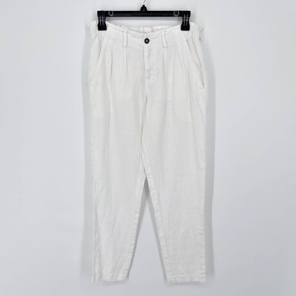 Johnny Was White Linen Pants NEW Women Sz XS Lightweight Elastic Waist